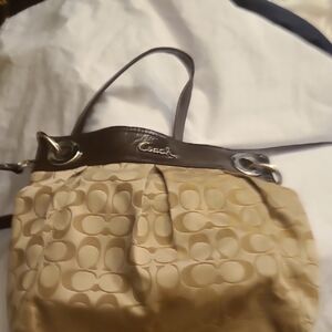 Coach Beige and Brown Shoulder Bag